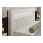 Łóżko kontynentalne GOLD 9 180x200 - H4 - beżowy, welwet