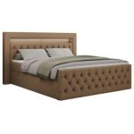 Łóżko kontynentalne GOLD 9 140x200 - H3 - brązowy, ekoskóra