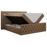 Łóżko kontynentalne GOLD 9 120x200 - H4 - brązowy, ekoskóra