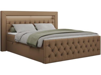 Łóżko kontynentalne GOLD 9 140x200 - H4 - brązowy, ekoskóra