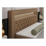 Łóżko kontynentalne GOLD 9 160x200 - H4 - brązowy, ekoskóra