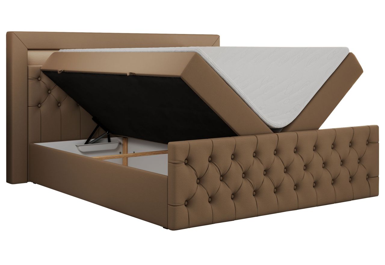 Łóżko kontynentalne GOLD 9 160x200 - H4 - brązowy, ekoskóra