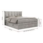 Łóżko kontynentalne PREMIUM 10 KING 180x200 - H3 - jasnoszary, struktura