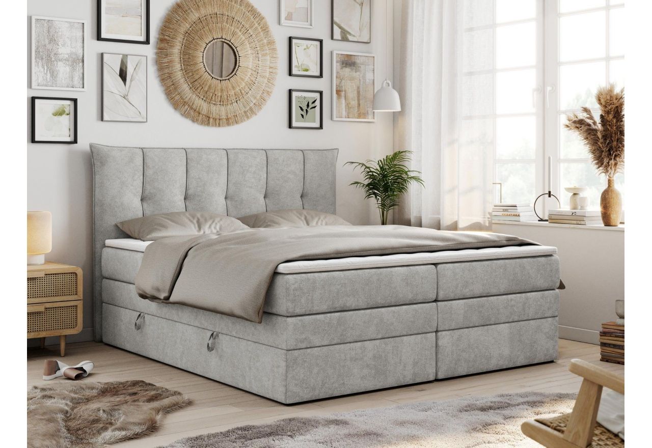 Łóżko kontynentalne PREMIUM 10 KING 200x200 - H3 - jasnoszary, struktura