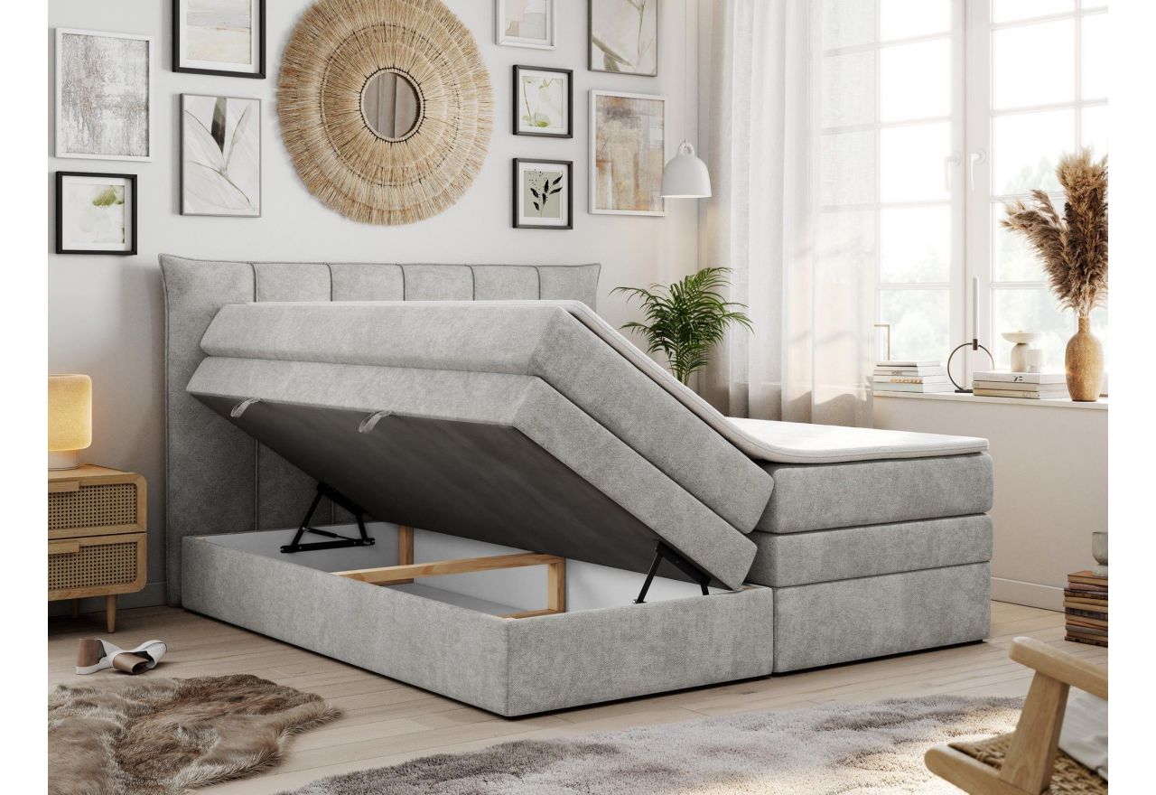 Łóżko kontynentalne PREMIUM 10 KING 200x200 - H3 - jasnoszary, struktura