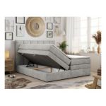 Łóżko kontynentalne PREMIUM 10 KING 160x200 - H4 - jasnoszary, struktura