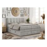 Łóżko kontynentalne PREMIUM 10 KING 180x200 - H4 - jasnoszary, struktura
