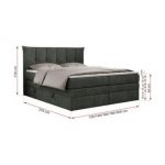 Łóżko kontynentalne PREMIUM 10 KING 120x200 - H3 - ciemnoszary, struktura