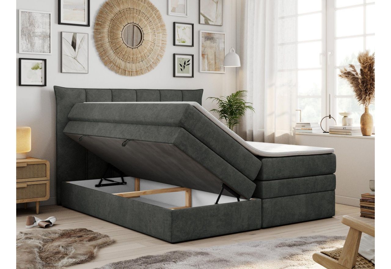Łóżko kontynentalne PREMIUM 10 KING 140x200 - H3 - ciemnoszary, struktura