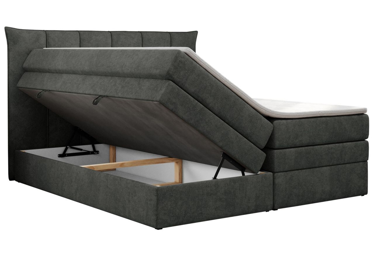 Łóżko kontynentalne PREMIUM 10 KING 140x200 - H3 - ciemnoszary, struktura