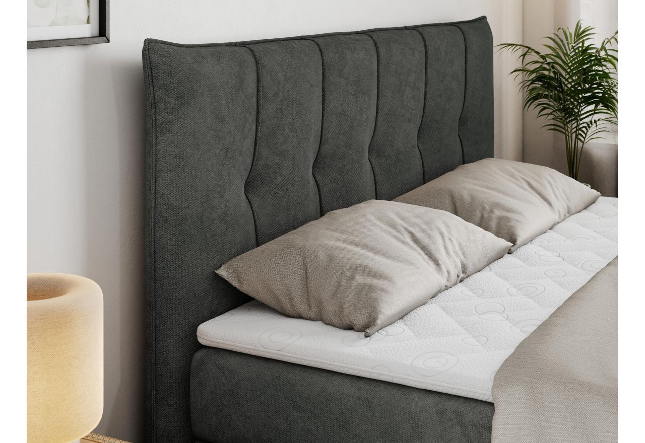 Łóżko kontynentalne PREMIUM 10 KING 200x200 - H3 - ciemnoszary, struktura