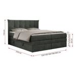 Łóżko kontynentalne PREMIUM 10 KING 120x200 - H4 - ciemnoszary, struktura
