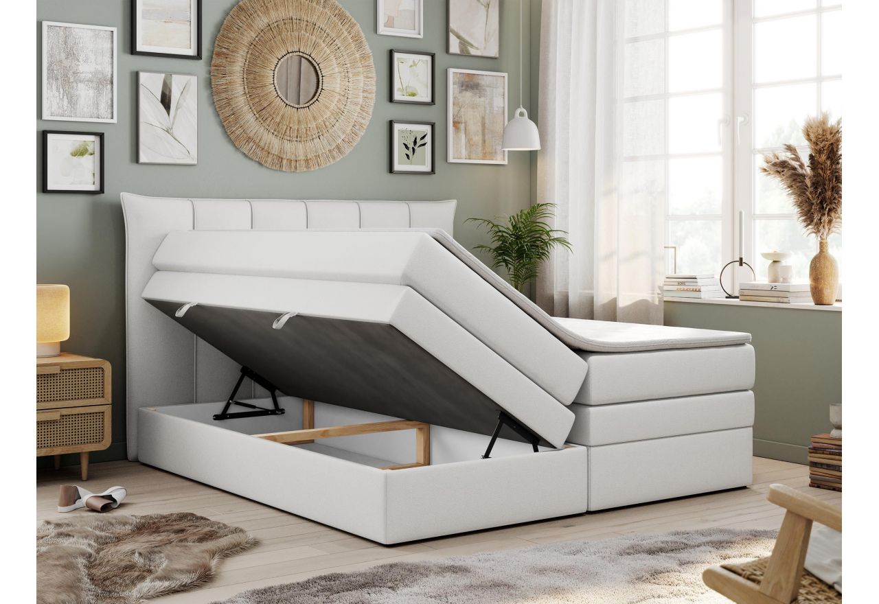 Łóżko kontynentalne PREMIUM 10 KING 120x200 - H3 - biały, ekoskóra