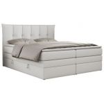 Łóżko kontynentalne PREMIUM 10 KING 140x200 - H3 - biały, ekoskóra