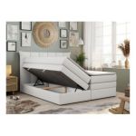 Łóżko kontynentalne PREMIUM 10 KING 160x200 - H3 - biały, ekoskóra