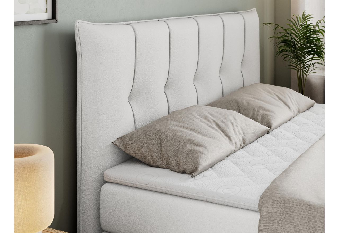 Łóżko kontynentalne PREMIUM 10 KING 160x200 - H3 - biały, ekoskóra