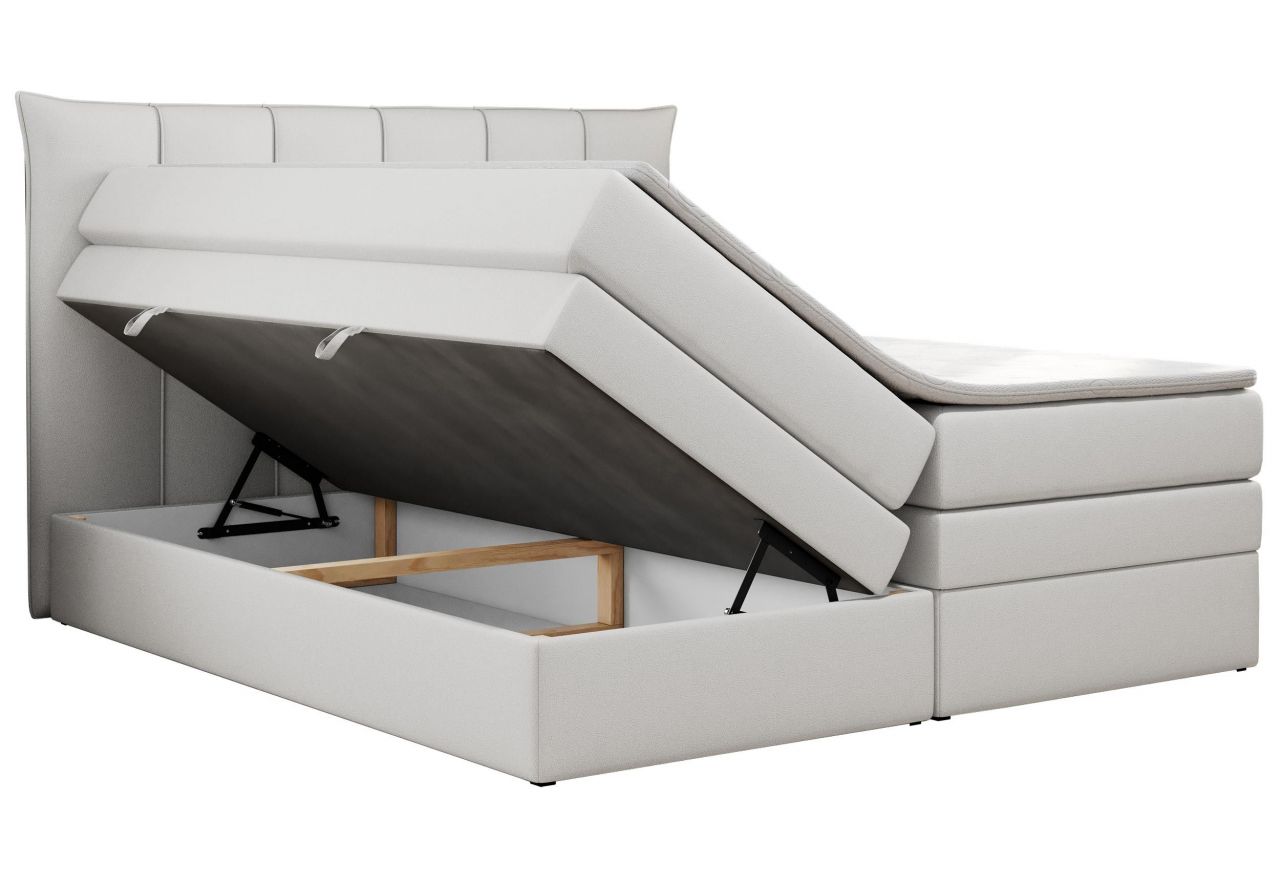 Łóżko kontynentalne PREMIUM 10 KING 160x200 - H3 - biały, ekoskóra