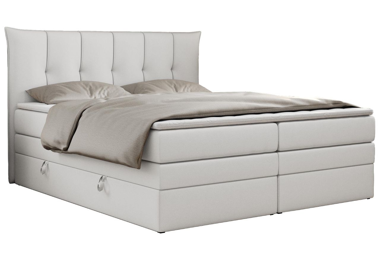 Łóżko kontynentalne PREMIUM 10 KING 180x200 - H3 - biały, ekoskóra