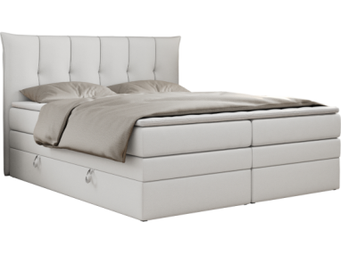 Łóżko kontynentalne PREMIUM 10 KING 140x200 - H4 - biały, ekoskóra