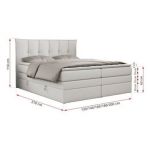 Łóżko kontynentalne PREMIUM 10 KING 200x200 - H4 - biały, ekoskóra