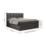Łóżko kontynentalne PREMIUM 10 KING 120x200 - H3 - ciemnoszary, ekoskóra