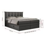 Łóżko kontynentalne PREMIUM 10 KING 160x200 - H3 - ciemnoszary, ekoskóra