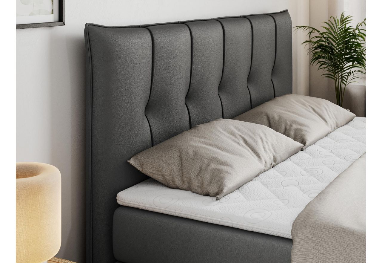 Łóżko kontynentalne PREMIUM 10 KING 160x200 - H3 - ciemnoszary, ekoskóra