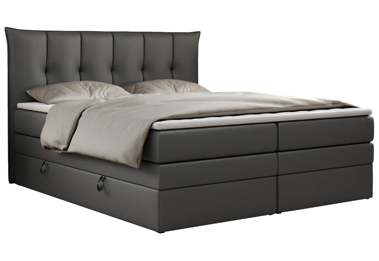Łóżko kontynentalne PREMIUM 10 KING 160x200 - H3 - ciemnoszary, ekoskóra