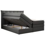 Łóżko kontynentalne PREMIUM 10 KING 160x200 - H3 - ciemnoszary, ekoskóra