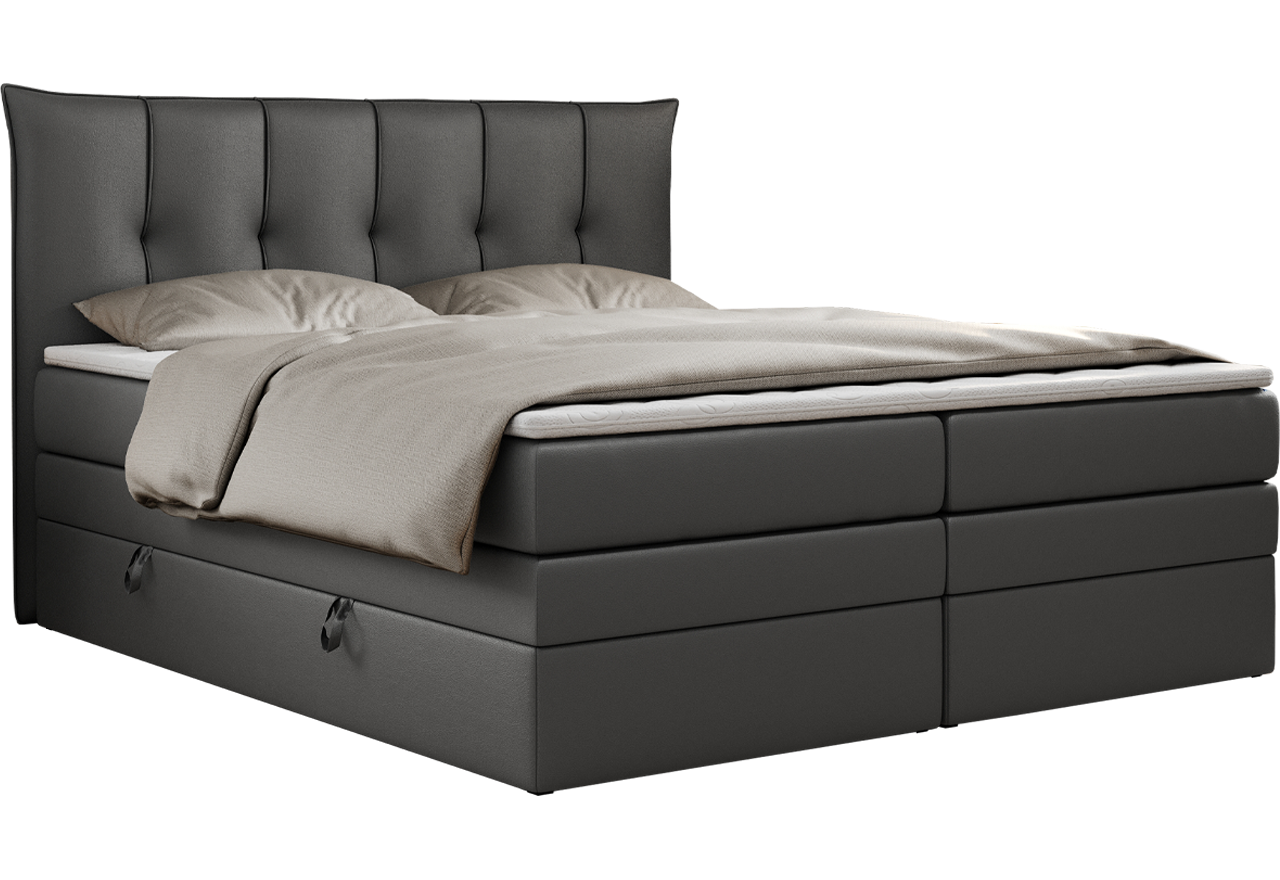 Łóżko kontynentalne PREMIUM 10 KING 160x200 - H4 - ciemnoszary, ekoskóra