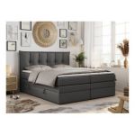 Łóżko kontynentalne PREMIUM 10 KING 200x200 - H4 - ciemnoszary, ekoskóra