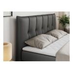 Łóżko kontynentalne PREMIUM 10 KING 200x200 - H4 - ciemnoszary, ekoskóra
