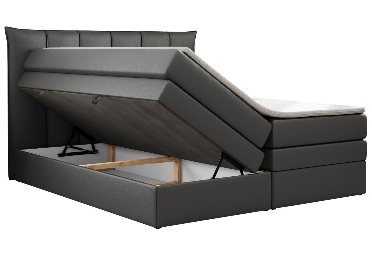 Łóżko kontynentalne PREMIUM 10 KING 200x200 - H4 - ciemnoszary, ekoskóra