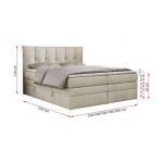 Łóżko kontynentalne PREMIUM 10 KING 120x200 - H3 - beżowy, welwet
