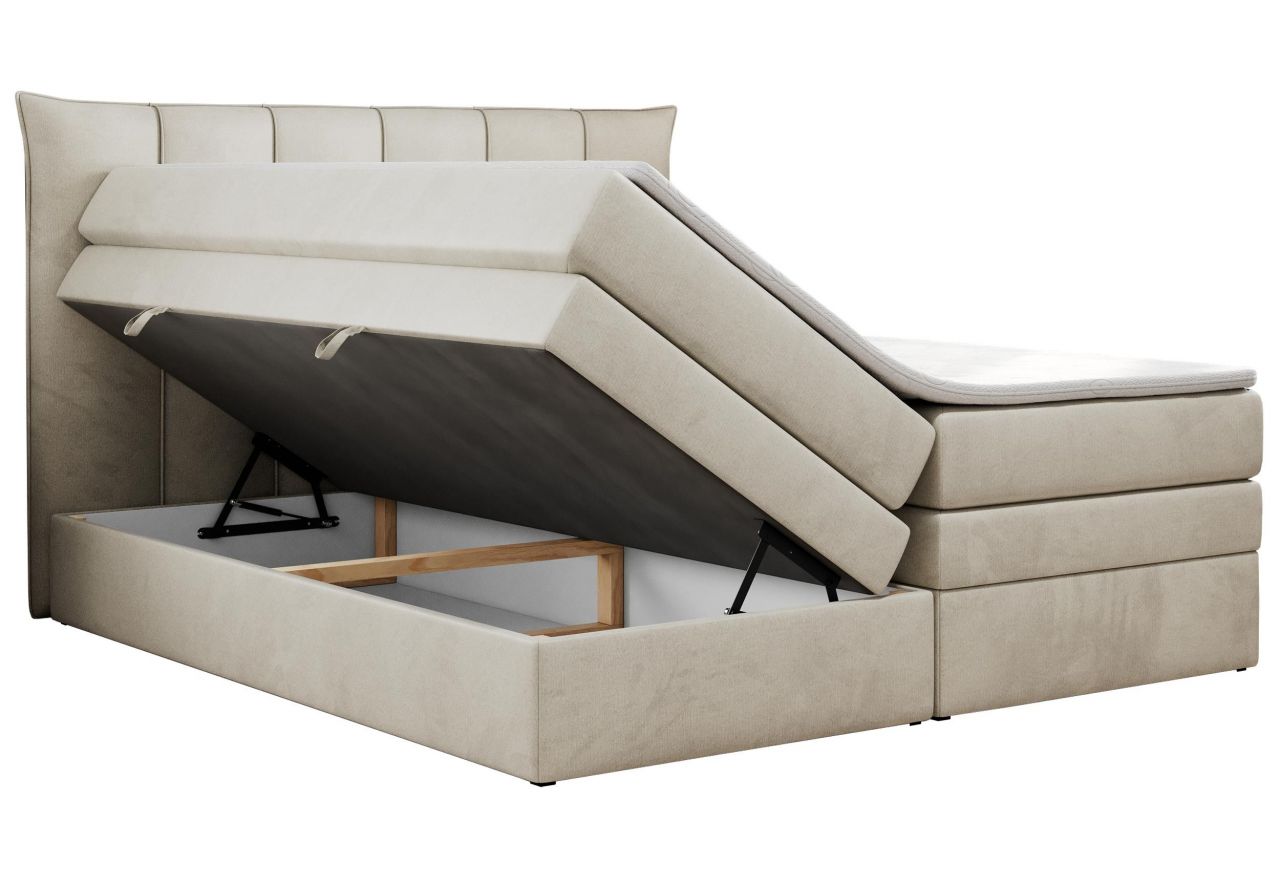 Łóżko kontynentalne PREMIUM 10 KING 120x200 - H3 - beżowy, welwet