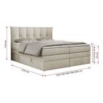 Łóżko kontynentalne PREMIUM 10 KING 140x200 - H3 - beżowy, welwet