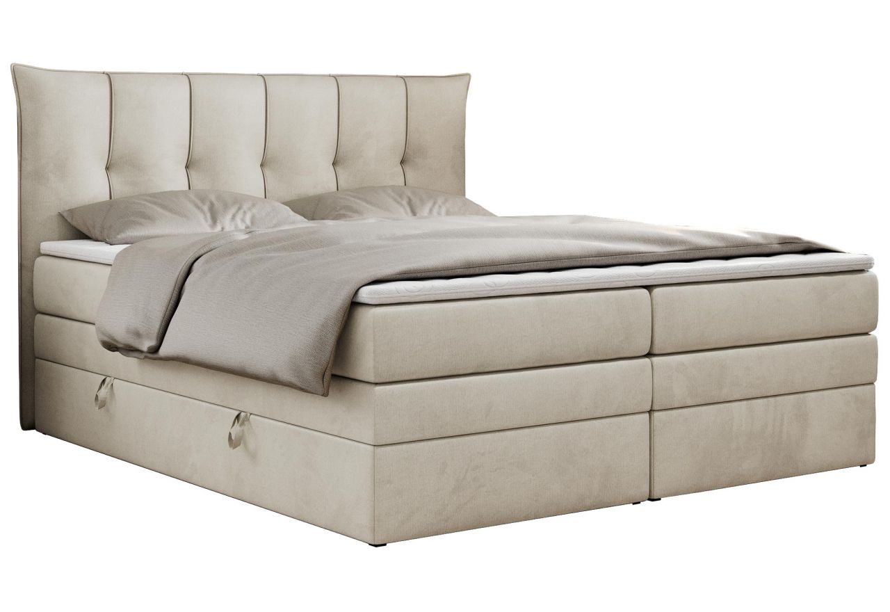Łóżko kontynentalne PREMIUM 10 KING 160x200 - H3 - beżowy, welwet