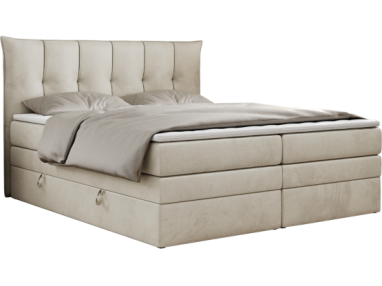 Łóżko kontynentalne PREMIUM 10 KING 180x200 - H3 - beżowy, welwet