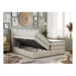 Łóżko kontynentalne PREMIUM 10 KING 140x200 - H4 - beżowy, welwet