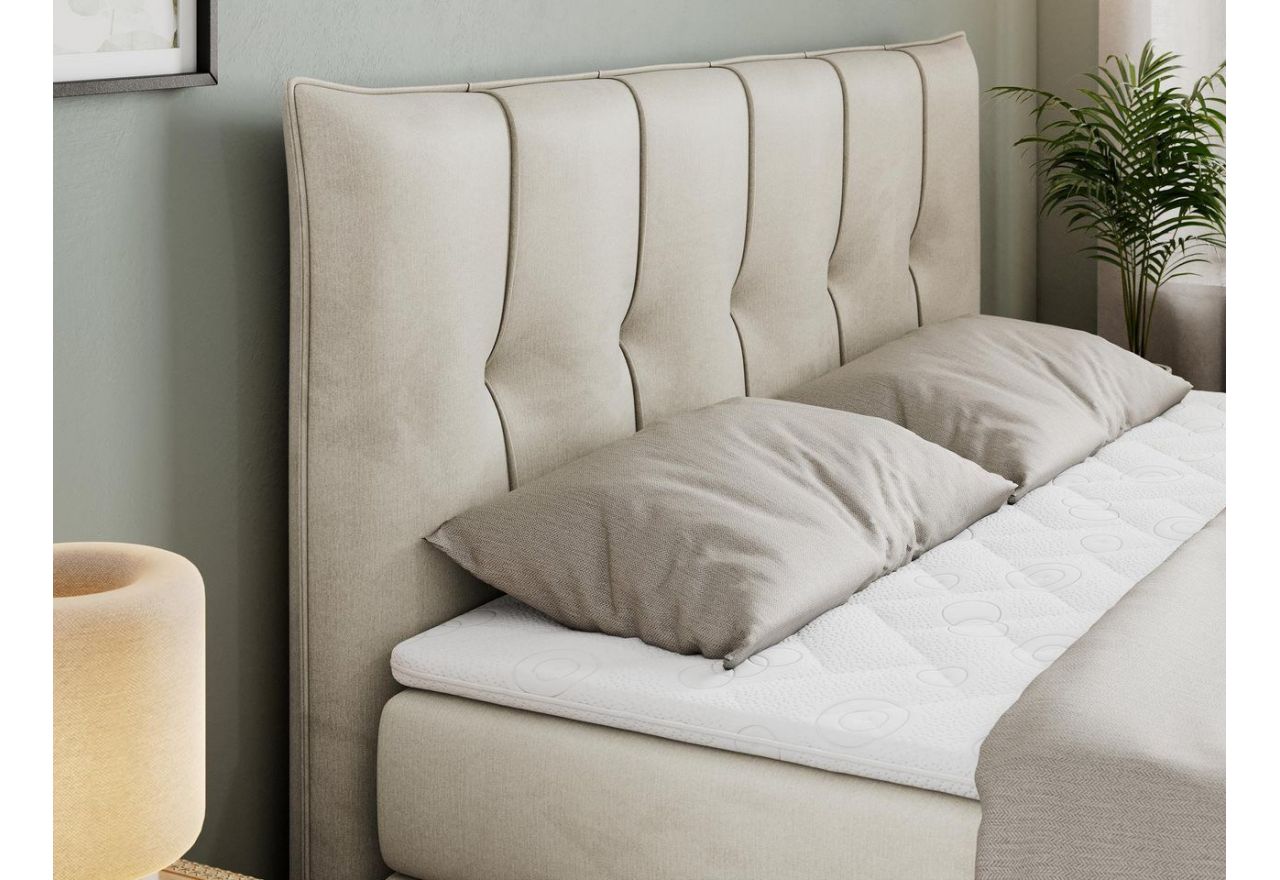 Łóżko kontynentalne PREMIUM 10 KING 140x200 - H4 - beżowy, welwet