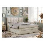 Łóżko kontynentalne PREMIUM 10 KING 160x200 - H4 - beżowy, welwet