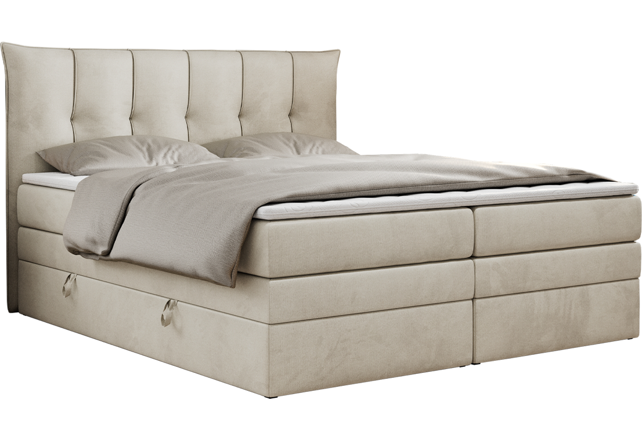 Łóżko kontynentalne PREMIUM 10 KING 160x200 - H4 - beżowy, welwet