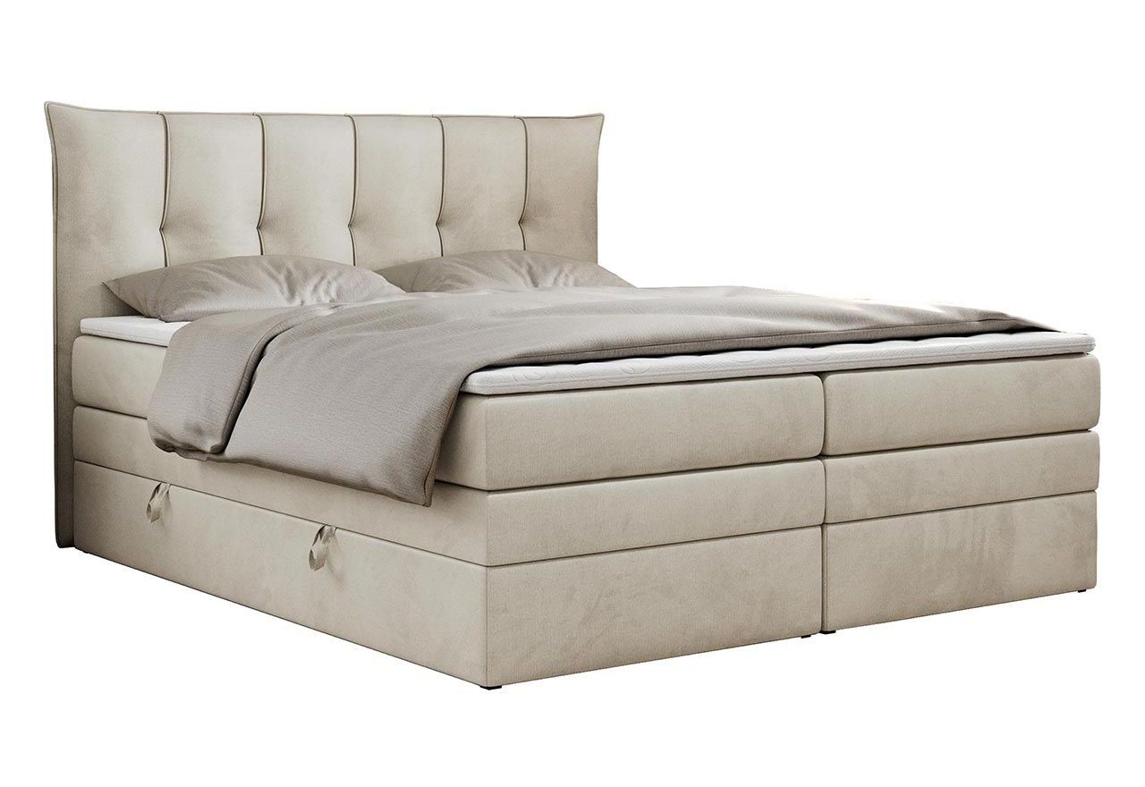 Łóżko kontynentalne PREMIUM 10 KING 200x200 - H4 - beżowy, welwet