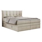 Łóżko kontynentalne PREMIUM 10 KING 200x200 - H4 - beżowy, welwet