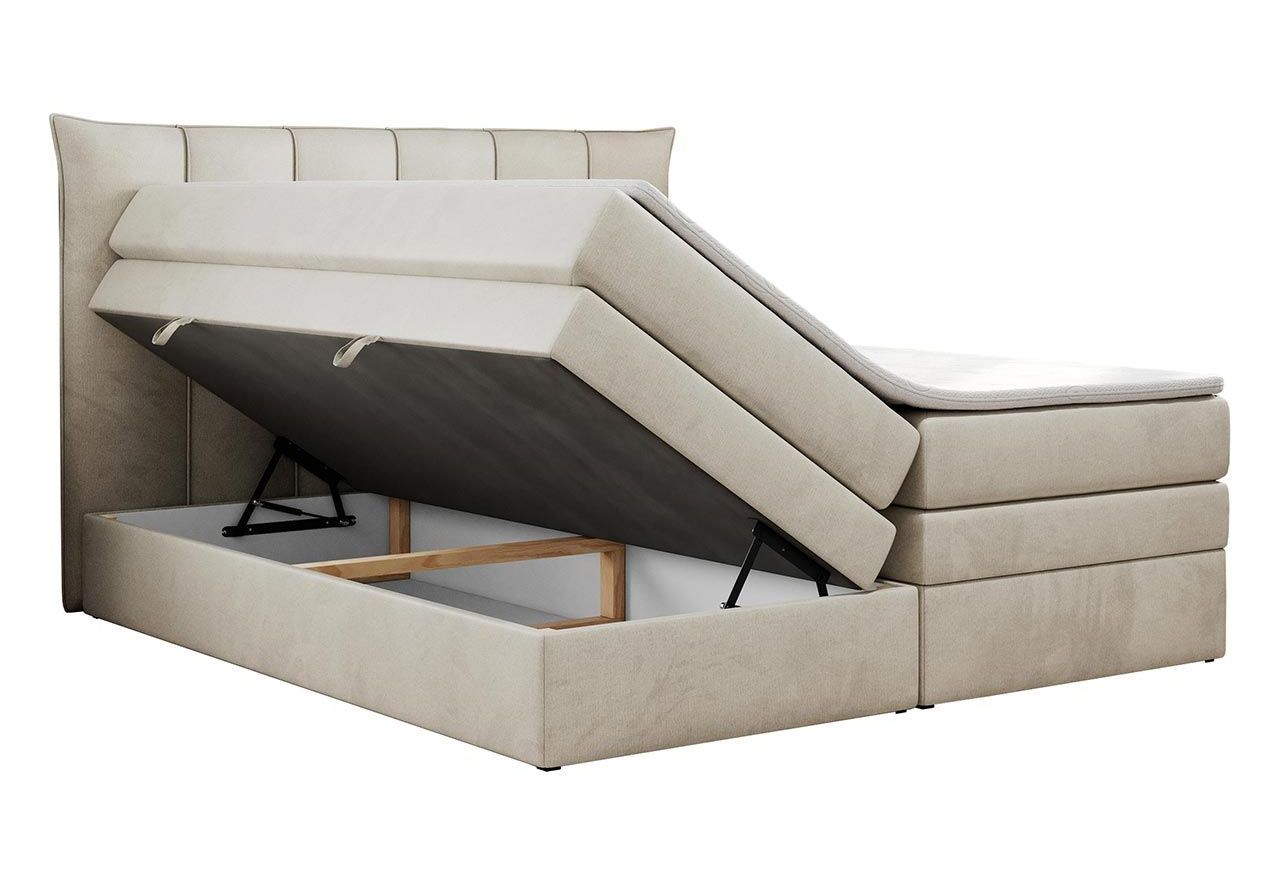 Łóżko kontynentalne PREMIUM 10 KING 200x200 - H4 - beżowy, welwet