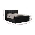 Łóżko kontynentalne PREMIUM 10 KING 120x200 - H3 - czarny, ekoskóra