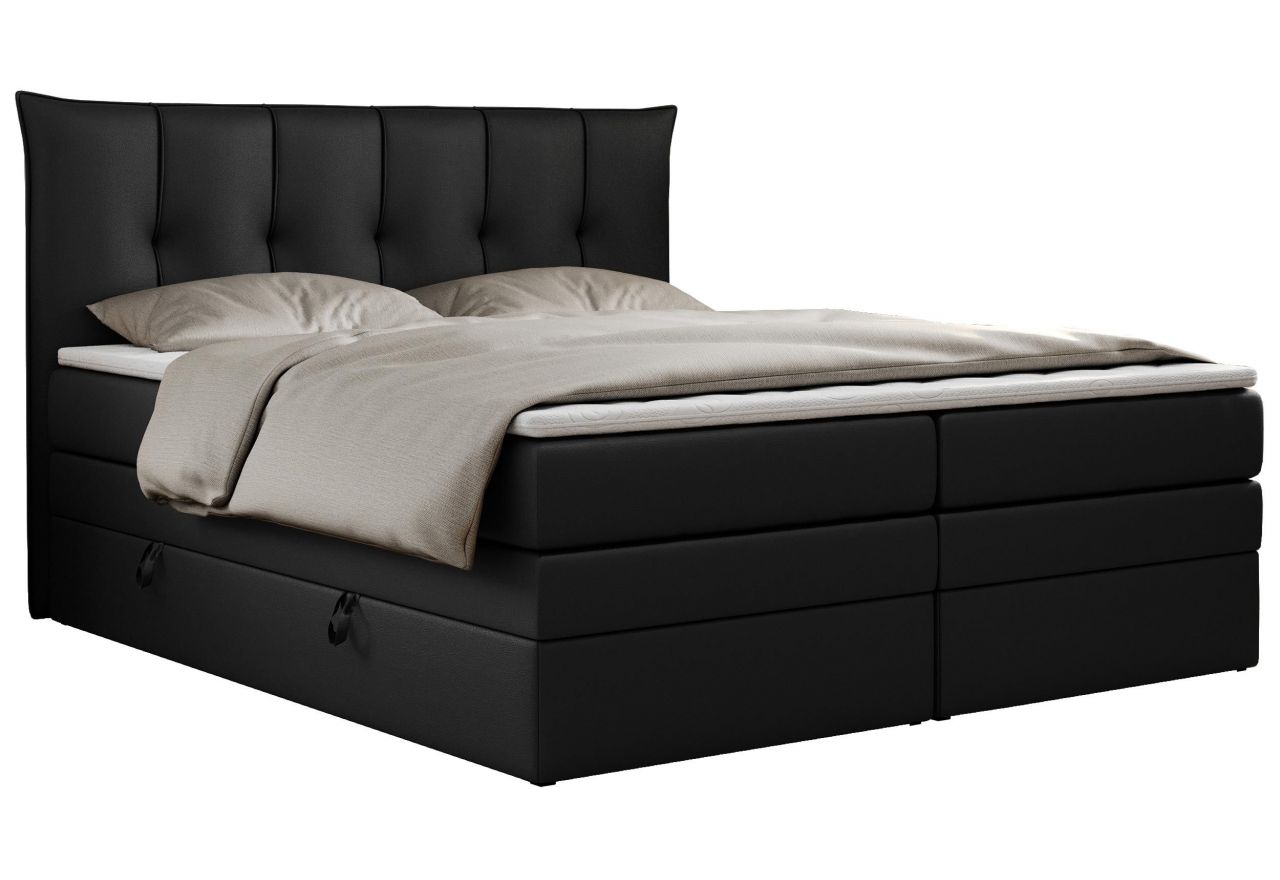 Łóżko kontynentalne PREMIUM 10 KING 120x200 - H3 - czarny, ekoskóra