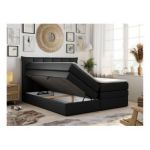 Łóżko kontynentalne PREMIUM 10 KING 140x200 - H3 - czarny, ekoskóra