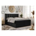 Łóżko kontynentalne PREMIUM 10 KING 160x200 - H3 - czarny, ekoskóra