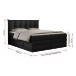 Łóżko kontynentalne PREMIUM 10 KING 160x200 - H4 - czarny, ekoskóra